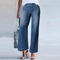 New Wide Leg Jeans For Women Seamed Front Wide Leg Jeans Solid Color Casual Fashion Trousers Pantalones De Mujer Pants For Women