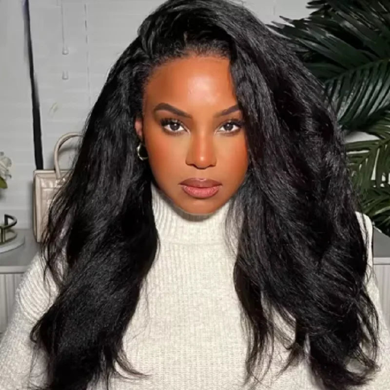 Glueless 26Inch 180%Density Black Kinky Curly 13*4*1 Lace Front Wigs For Women With Baby Hair Synthetic Fiber Daily Wear Wigs