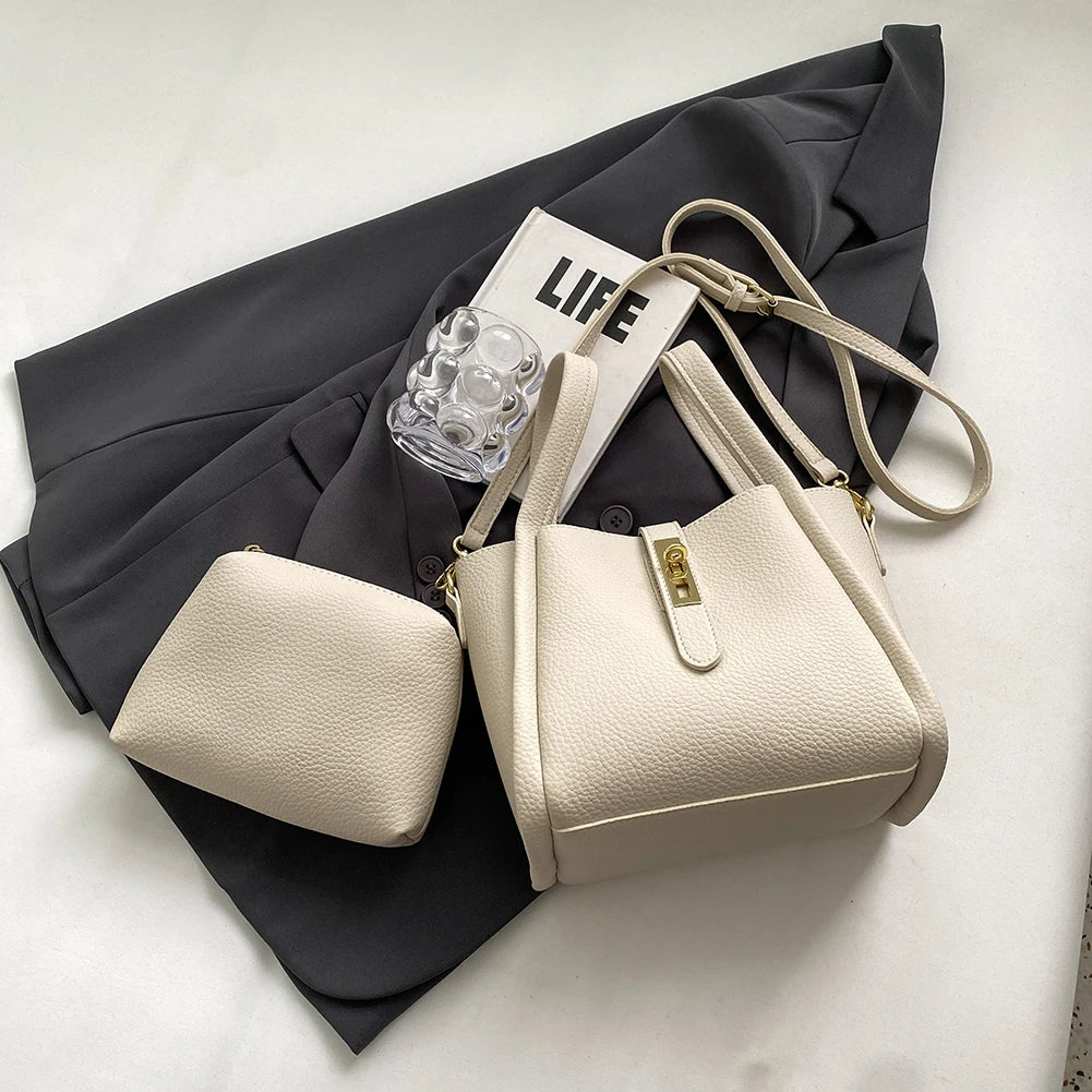 Stylish Bucket Bag for Women with Magnetic Closure Crafted from Durable PU Leather Ideal for Work and Travel Use