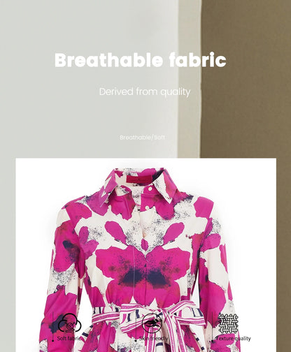 Women Dresses Party Dresses Retro Shirt Dress Long Sleeved Belt Single Row Buckle Layered Skirt Hem Design Casual Dresses