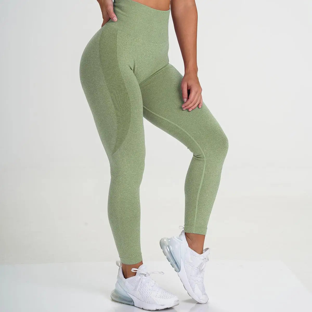 Seamless Yoga Pants Women's Fitness High Waisted Hip Pants Moisture Transferring Exercise Pants Ladies Sexy Hip Showing Solid