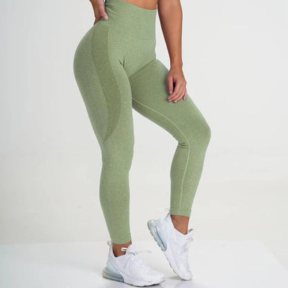 Seamless Yoga Pants Women's Fitness High Waisted Hip Pants Moisture Transferring Exercise Pants Ladies Sexy Hip Showing Solid