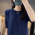 Women's T-shirt Summer 100% Cotton Sweater Short Sleeve Solid Color Round Neck Ladies Tops Loose Blouse Basic Pullover Tees