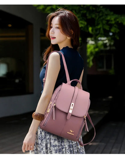 Women Large Capacity Backpack High Quality Leather Vintage Bags for Women School Bags Travel Rucksack Ladies Bookbag Knapsack