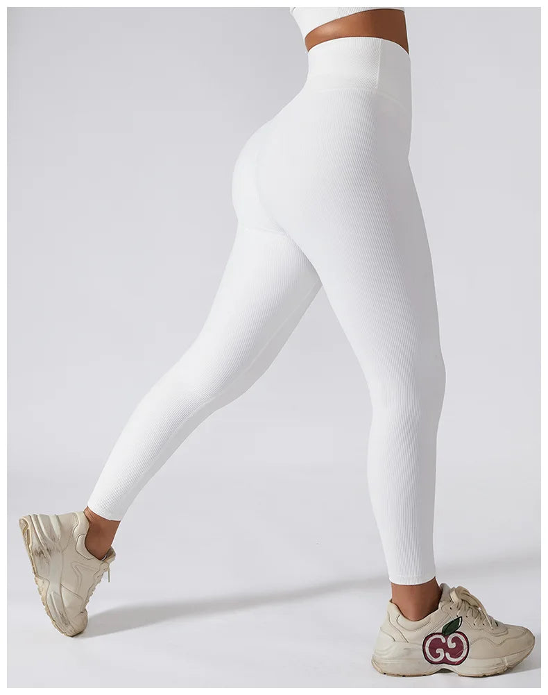 New Ribbed Seamless Yoga Pants High Waist Gym Leggings Sport Women Fitness Female Legging Tummy Control Running Tights