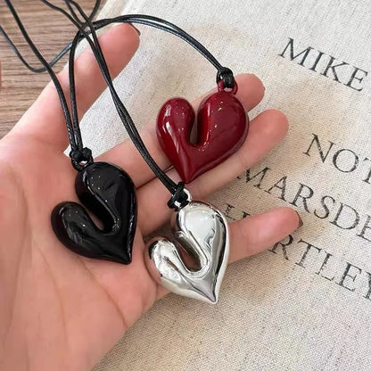 New Heart Pendant Necklaces For Women Vintage 80s Aesthetic Adjustable Pull-out Necklace Fashion Romantic Choker Trendy Jewelry