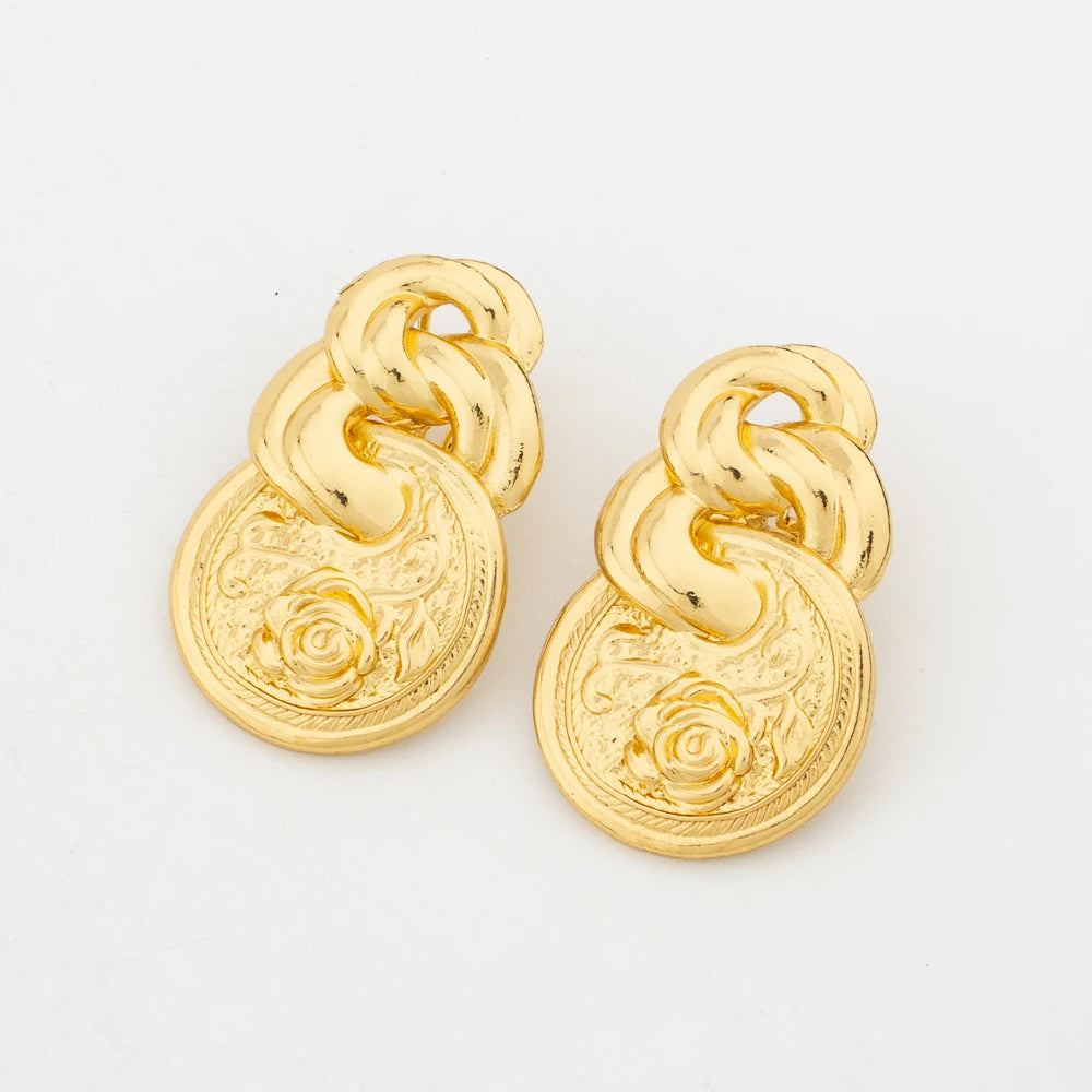 Women Necklace Earrings Arab Fashion Luxury Jewelry Set Large Pendant Earrings Necklace Gold Plated Dubai Party Jewellry Gift