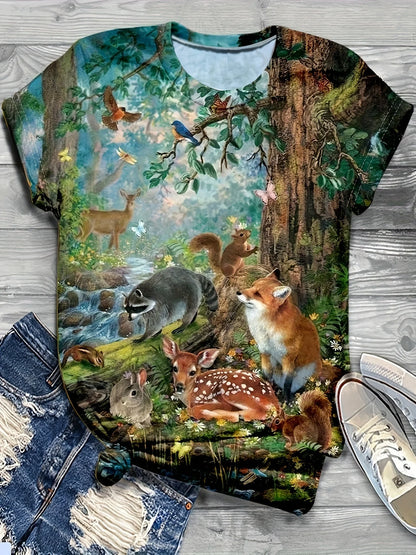 2024 Top Women Animal Printed T-Shirt For Women Oversized T-Shirts Women's Trending Clothing Summer Cheap Blouse Crew Neck Tees