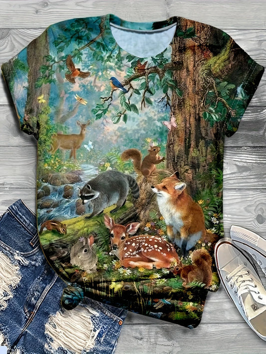 2024 Top Women Animal Printed T-Shirt For Women Oversized T-Shirts Women's Trending Clothing Summer Cheap Blouse Crew Neck Tees