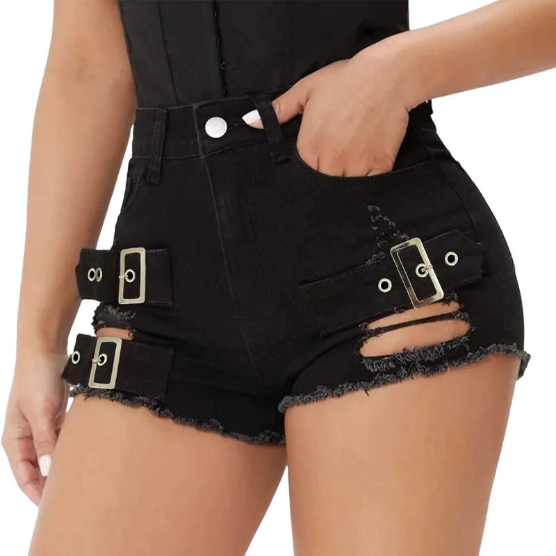 2025 New High Waist Sexy Ripped Stretch Denim Jeans Shorts Ripped Jeans for Women