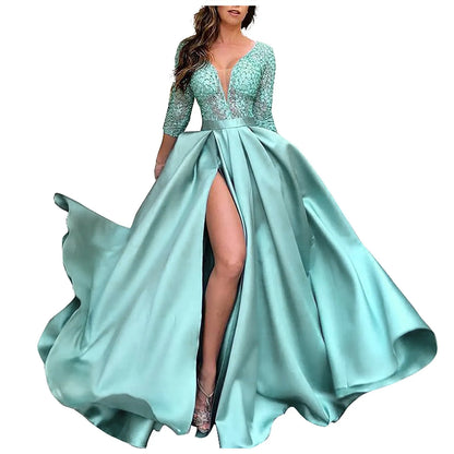 Women'S Elegant Evening Dresses Women'S Fashionable Long Dresses Trailing Evening Dresses Solid Color Floor-Length Dresses