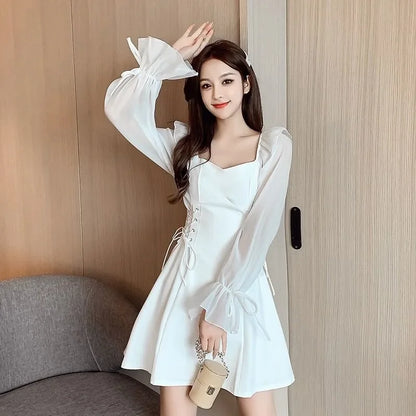 Female Dresses  Coquette Women's DressSilk Satin Chiffon Sexy Black Holiday New Features Korean Style Clothing Cheap Casual X In