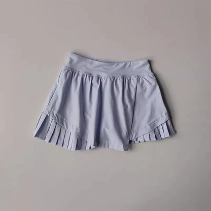 High Waisted Sports Short Skirt Summer New Style Cool Anti Glare Including Lined Shorts Fitness Yoga Quick Drying Pleated Skirt