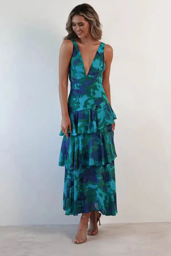 Women's Dresses Sexy Hanging Neck Dress Summer Ladies Chiffon Ruffled Hem Dress Fashion Beach Vacation Dress for Female 2025 New