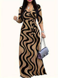 Women's Fashion Print Dress For Women Casual Sexy Deep V Neck Lace-Up Loose Dresses Robe Femme Summer Holiday Womens Clothing