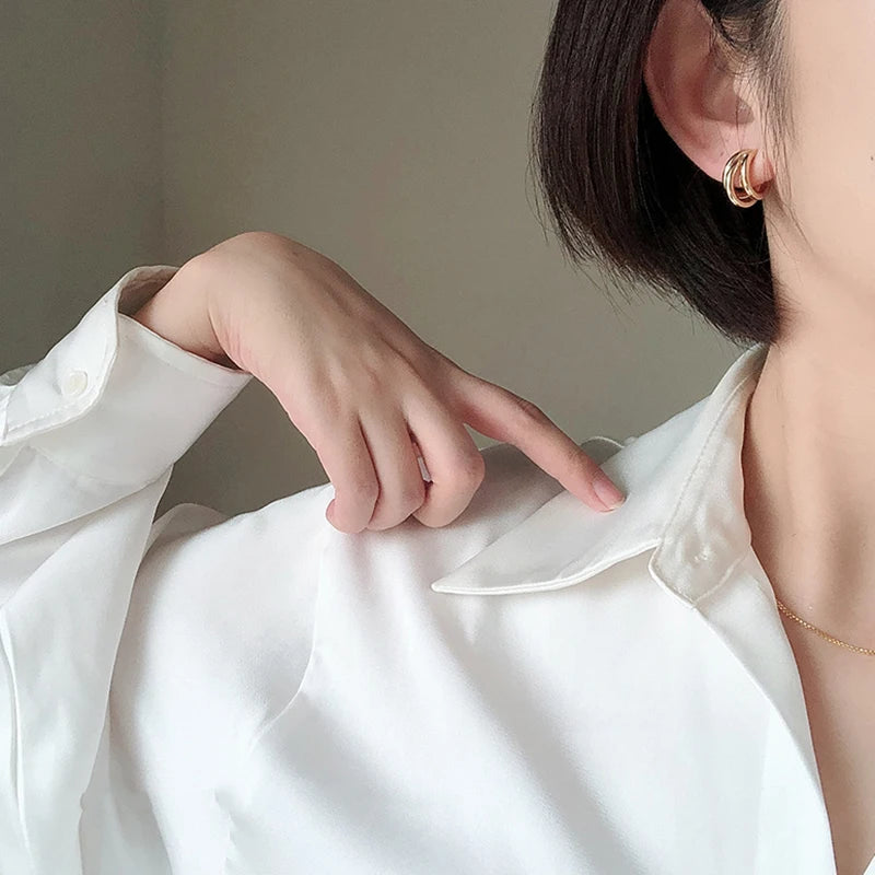 2025 New European and American Simple Metal Arc Earrings Are Small Accessories For Woman‘s Korean Fashion Jewelry Girls Students