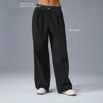 AL Yoga Pants Suit Up Trouser Sports Women's High Waisted Straight Leg Wide Pants Versatile Soft Crop Finesse Short Sleeve
