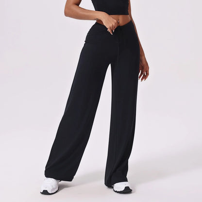Yoga Pants Sports Fitness Thin Breathable Wide-leg Loose Sports Flared Trousers Outdoor Running Straight-leg Trousers for Women