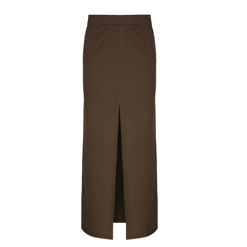 Skirts Women Long Skirt A Line Slim Bodycon Streetwear Club High Waist Sexy Elegant Splice Y2k Sheath Party Night Summer 2025