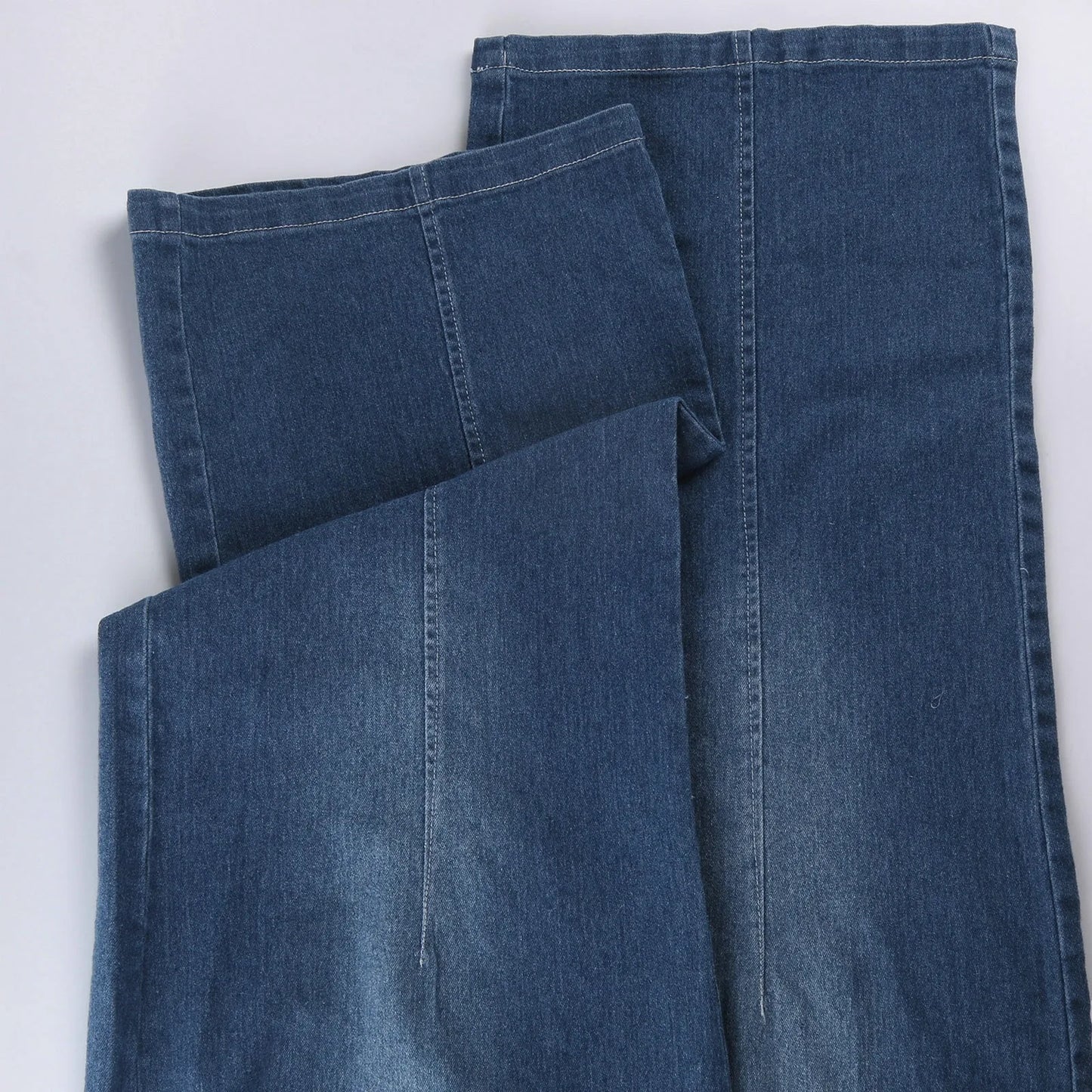 New Wide Leg Jeans For Women Seamed Front Wide Leg Jeans Solid Color Casual Fashion Straight Elastic Waist Trousers For Women