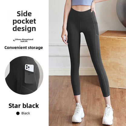 Yoga Pants Women High Waist Lift Hip Mesh Side Pocket Stretch Sports Leggings Running Yoga Clothing Fitness Pants