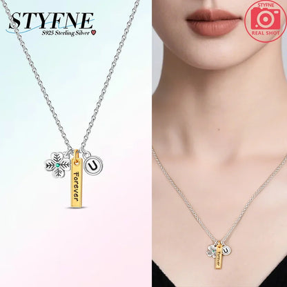 Women's Necklace 925 Silver Love letter Lucky Symbol Choker Necklaces Fit Women Fashion Anniversary Birthday Jewelry Gift