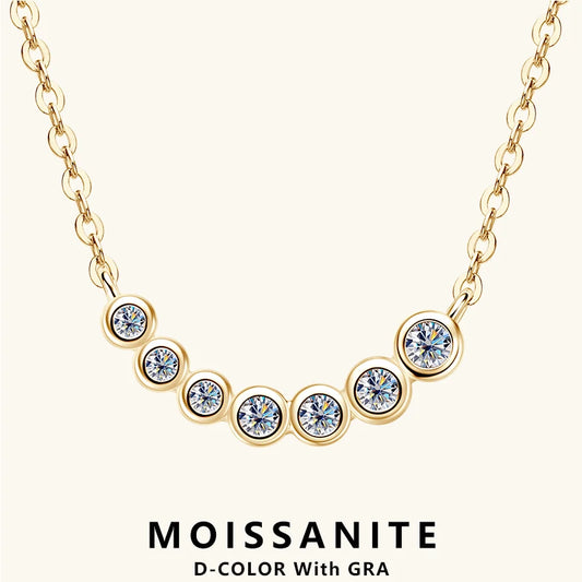 Lnngy Collares Mujer 925 Sterling Silver Clavicle Necklace For Women Exquisited 7 Stones Moissanite Pendant Necklaces Jewellry