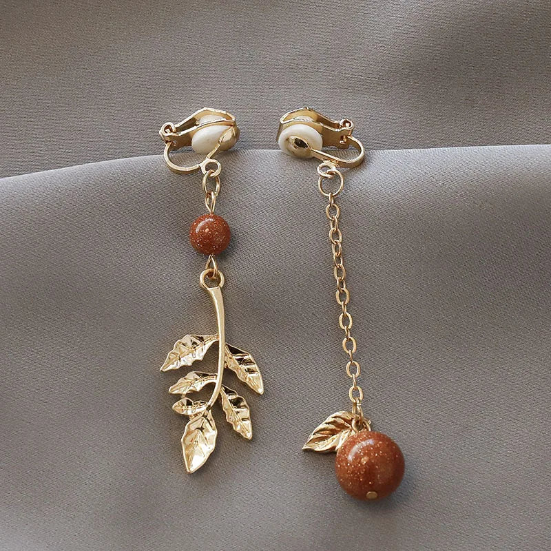 Korean Style Clip on Earrings No Pierced Earrings Women's Party Birthday Fashion Flower Heart Cute Cuff Earrings Ear Clip Gift