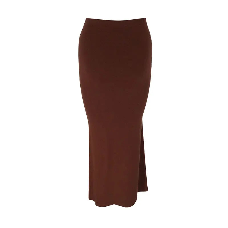 Sexy Women's Skirt Summer Solid New Streetwear Fashion Casual Slim Versatile Female Straight Skirt Elegant Simple Knitted Skirt