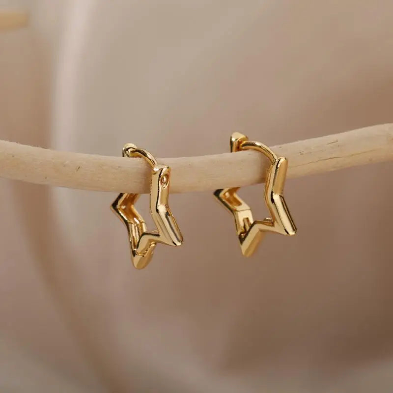 Heart Stainless Steel Earrings for Women Zircon Gold Color Hoop Earring Aesthetic Waterproof Ear Piercing Jewelry Accessories