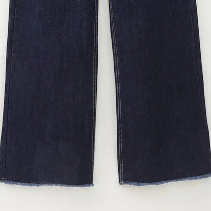 Casual Women's High Waist Straight-leg Jeans Pants Fashion All-match Full Length Denim Pants Elegant Pocket Zipper Jean Trousers