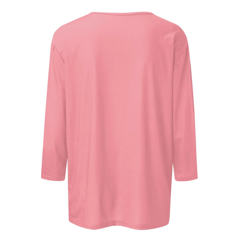 Women Summer Tops Round Neck Three Quarter Sleeve Comfortable Print T Shirt Blouse Women T Shirt muticolor t shirt tops