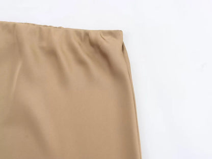 Satin Skirt Woman High Waist Elegant Long Skirts For Women Fashion Summer Midi Skirt Office Women's Skirts