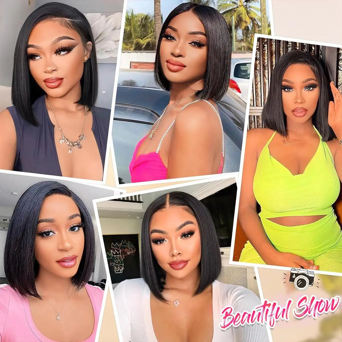Glueless Wear Go Straight Human Hair Wigs Short Ready To Wear Bob Wigs Without Glue Closure Front Wigs For Women on Sale