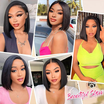 Glueless Wear Go Straight Human Hair Wigs Short Ready To Wear Bob Wigs Without Glue Closure Front Wigs For Women on Sale