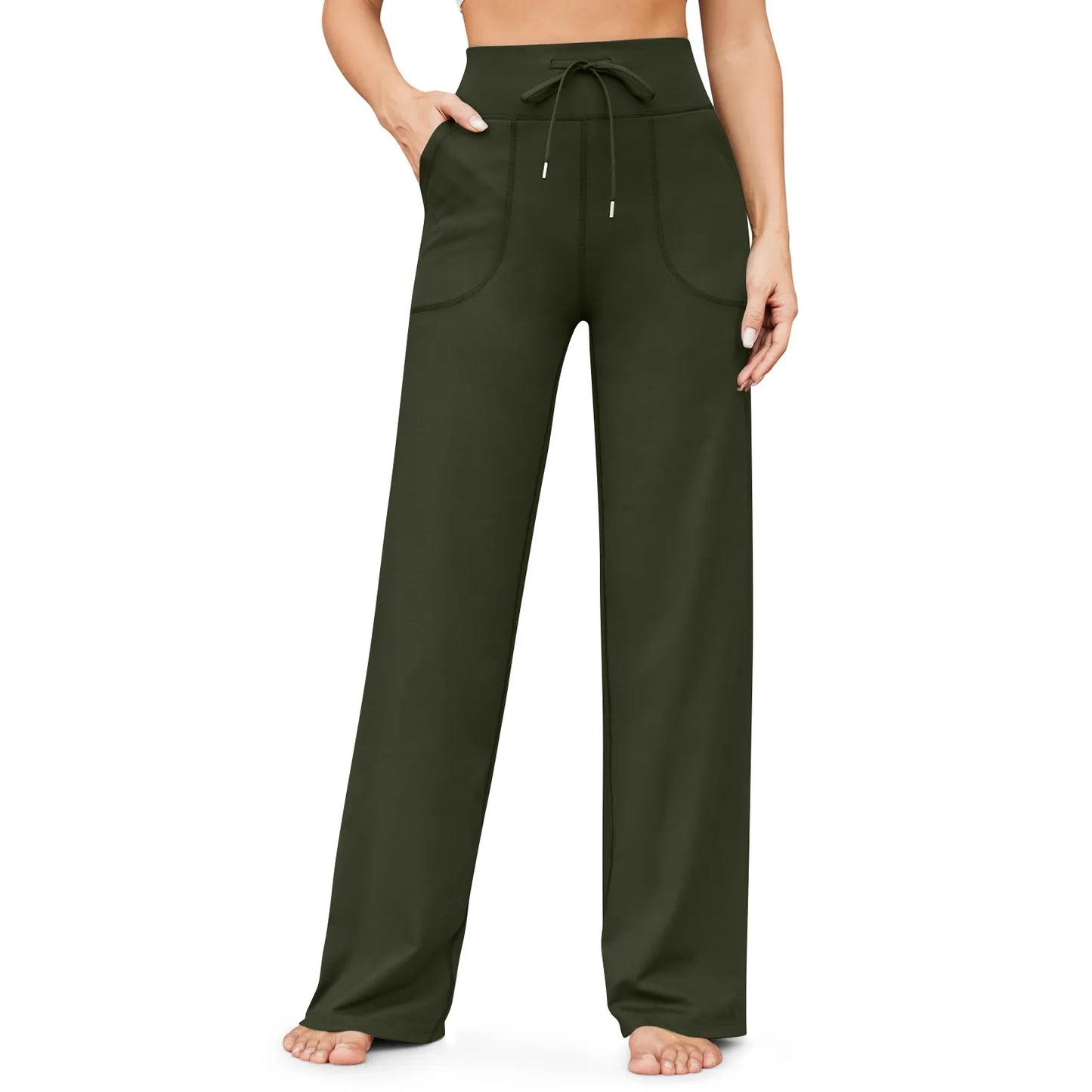 Wide Leg Pants For Women Yoga Pants High Waist Sweatpants With Pockets Stretch Pants Comfy Workout Sports Sweatpants
