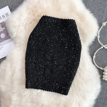 Skirts For Women Stylish Sequin Woman Skirt Formal Office Premium Chic And Elegant V Luxury Offer Original Hot Korean Style On