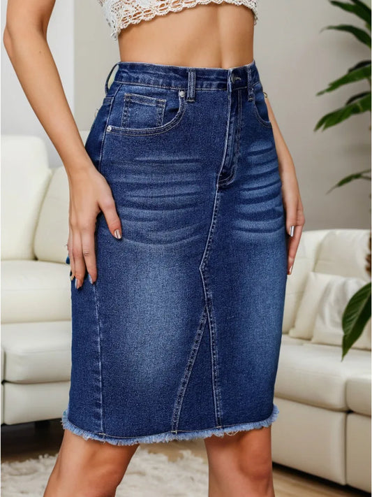 New Arrival High Waist Denim Skirt Women 2025 Fashion Streetwear Slim Bodycon Midi Jean Skirts