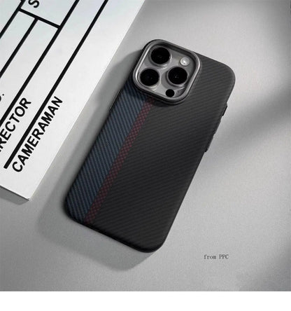 Carbon Fibre Magnetic Phone Case 16 Cover for iPhone 15 14 Pro Max Wireless Charging MagSafe Shell Alloy Camera Ring Armor Funda
