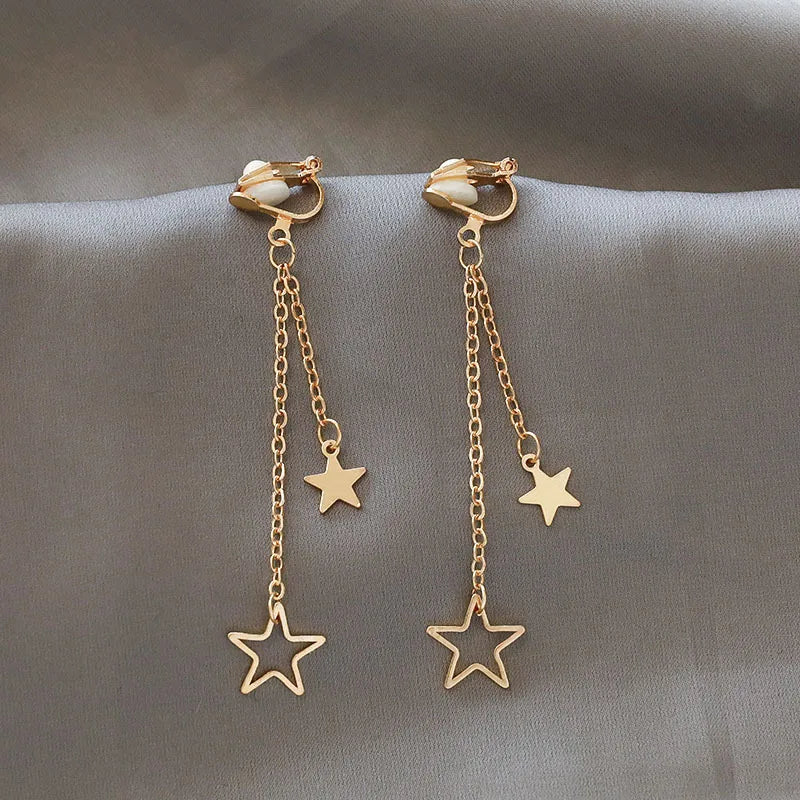 Korean Style Clip on Earrings No Pierced Earrings Women's Party Birthday Fashion Flower Heart Cute Cuff Earrings Ear Clip Gift