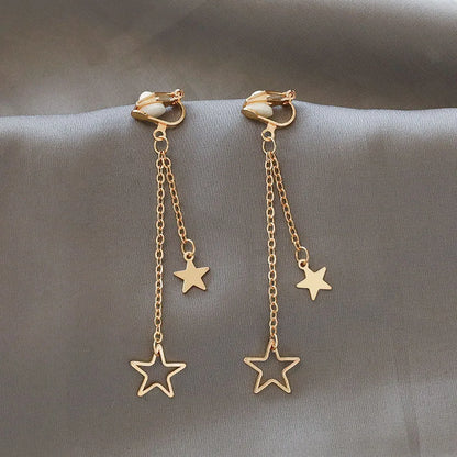 Korean Style Clip on Earrings No Pierced Earrings Women's Party Birthday Fashion Flower Heart Cute Cuff Earrings Ear Clip Gift