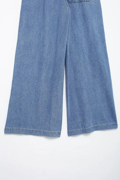 2024 Autumn Denim Pant For Women Loose High Waist Jeans Female Fashion Drawstring Elastic Waist Wide Leg Pants