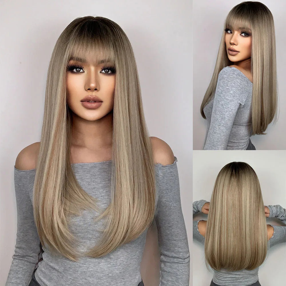 HENRY MARGU Burgundy Long Wavy Wigs Wine Red Wig with Bangs for Women Daily Synthetic Hair Cosplay Wig Heat Resistant Fiber