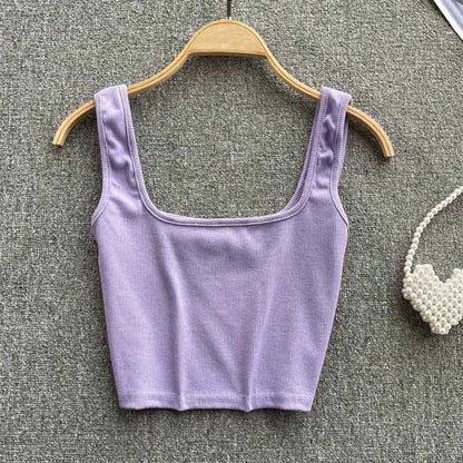 Tank Top Women Sexy Backless Y2k Top Slim Fit Bottoming Blouse Solid Crop Top Sleeveless Camis Mujer