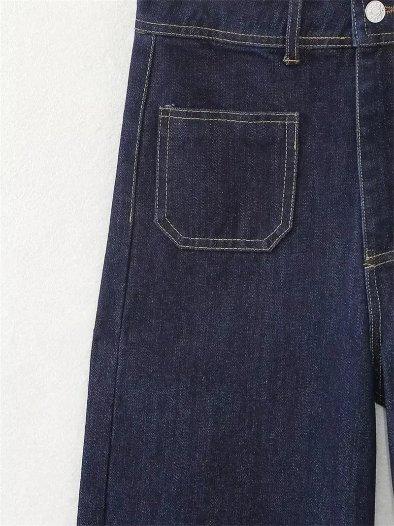 Casual Women's High Waist Straight-leg Jeans Pants Fashion All-match Full Length Denim Pants Elegant Pocket Zipper Jean Trousers