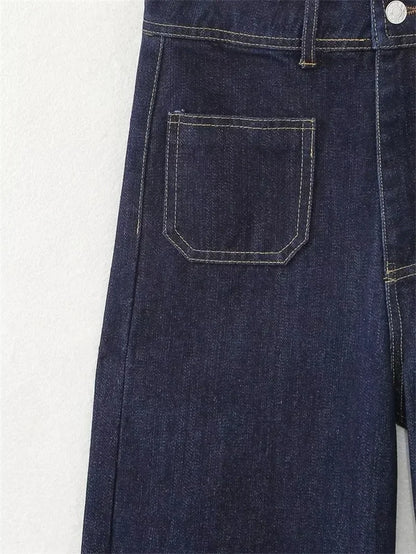 Casual Women's High Waist Straight-leg Jeans Pants Fashion All-match Full Length Denim Pants Elegant Pocket Zipper Jean Trousers