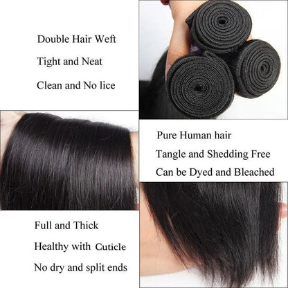 Straight Human Hair Weave Bundles 30 32 Inch Straight 100% Raw Indian Human Hair Bundles Remy Hair Extensions 3 4 Bundles Hair