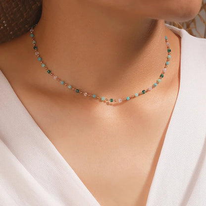 Necklace for Women Bohemian Colorful Beaded Fashion Jewelry Set On The Neck Party  Choker Chain  Femme Handwork Gift Daily