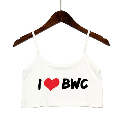 Sexy Tops for Women Hot Girls Clothes I Love BWC Black Crop Top Seamless Sleeveless Tank Tops Camis Backless Camisole White Top