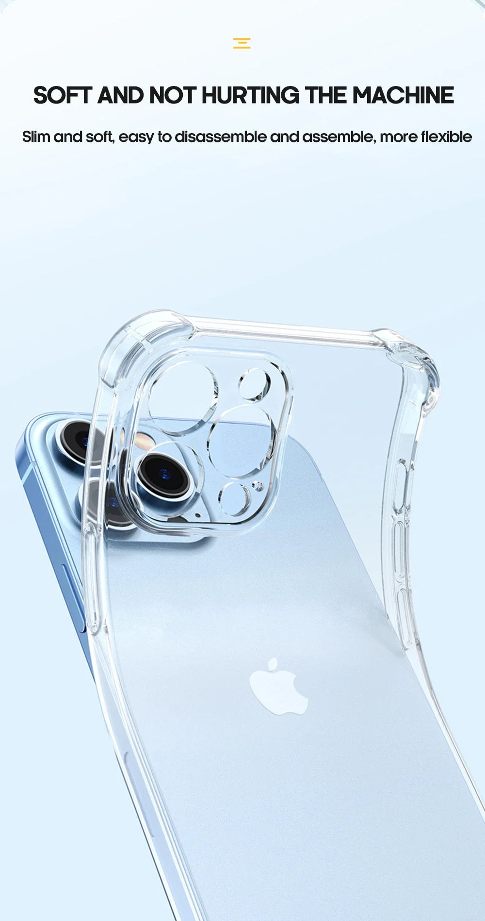 Shockproof Silicone Clear Phone Case For iPhone 13 11 12 14 Pro Max Mini Lens Protection Back Case For iPhone 15 16 PRO XS X XR